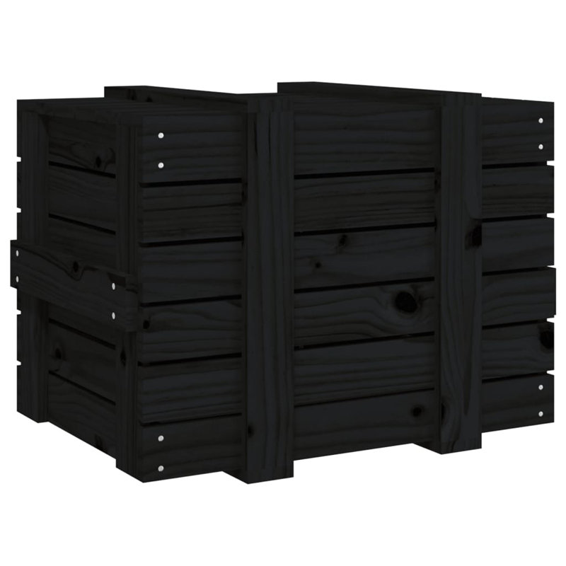 Marlow Home Co. Ulti 58cm W Pine Solid Wood Deck Box, Black