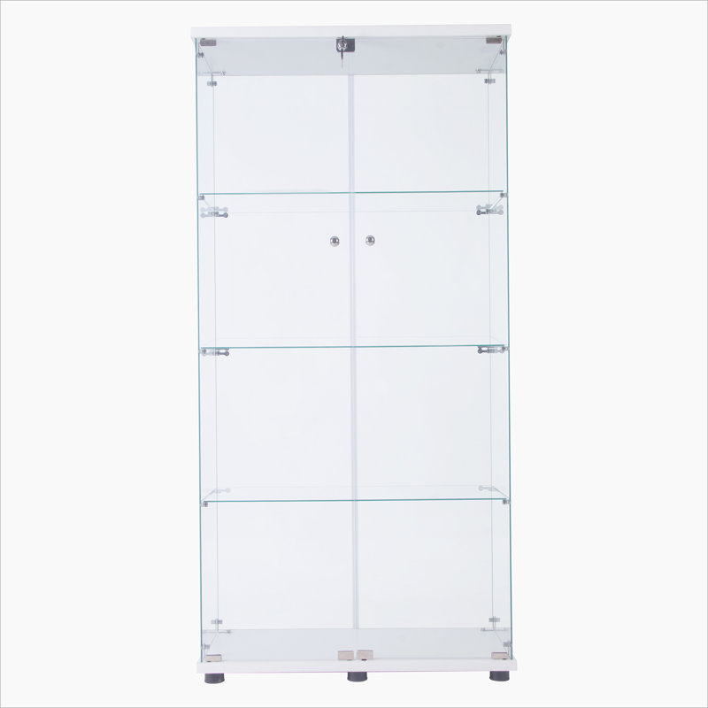 Vitrine à deux portes avec 4 tablettes en verre, blanc