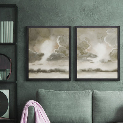 Toile encadrée de qualité supérieure sépia Sky I - prête à être accrochée