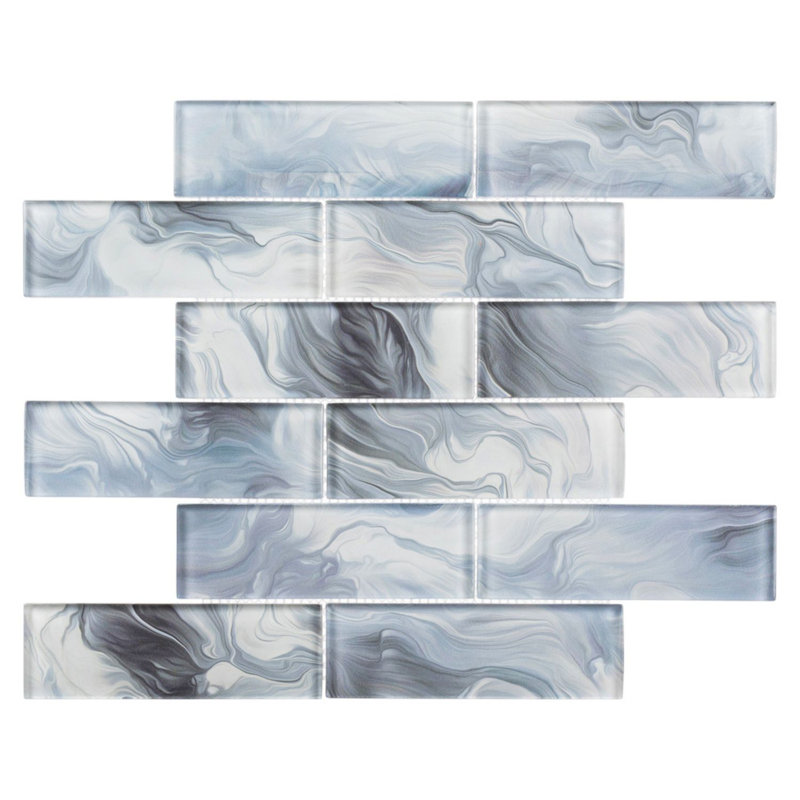 Bleu Dunar 2 po x 6 po Carreau de mosaïque de verre et de mur Brick Joint, Inteque