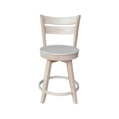 Swivel Solid Wood Counter Stool with Solid Wood Frame