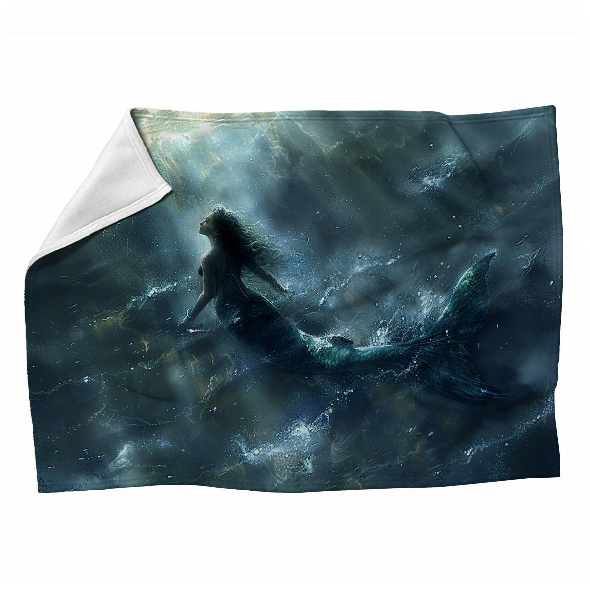 VisionDecor Mermaid Fleece Throw Blanket Fantasy Throws for Sofas or