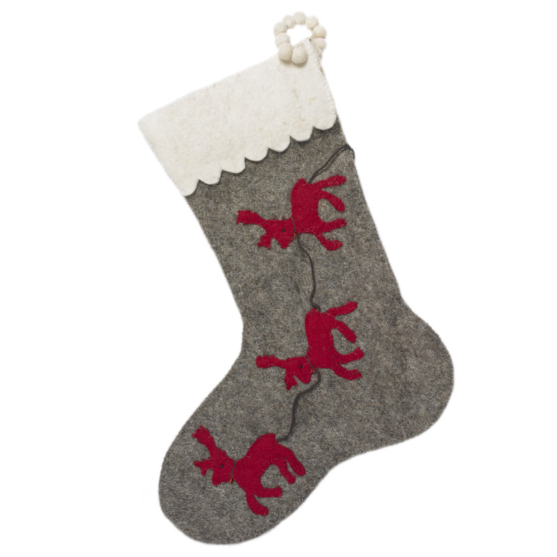 Reindeer Stocking, Gray