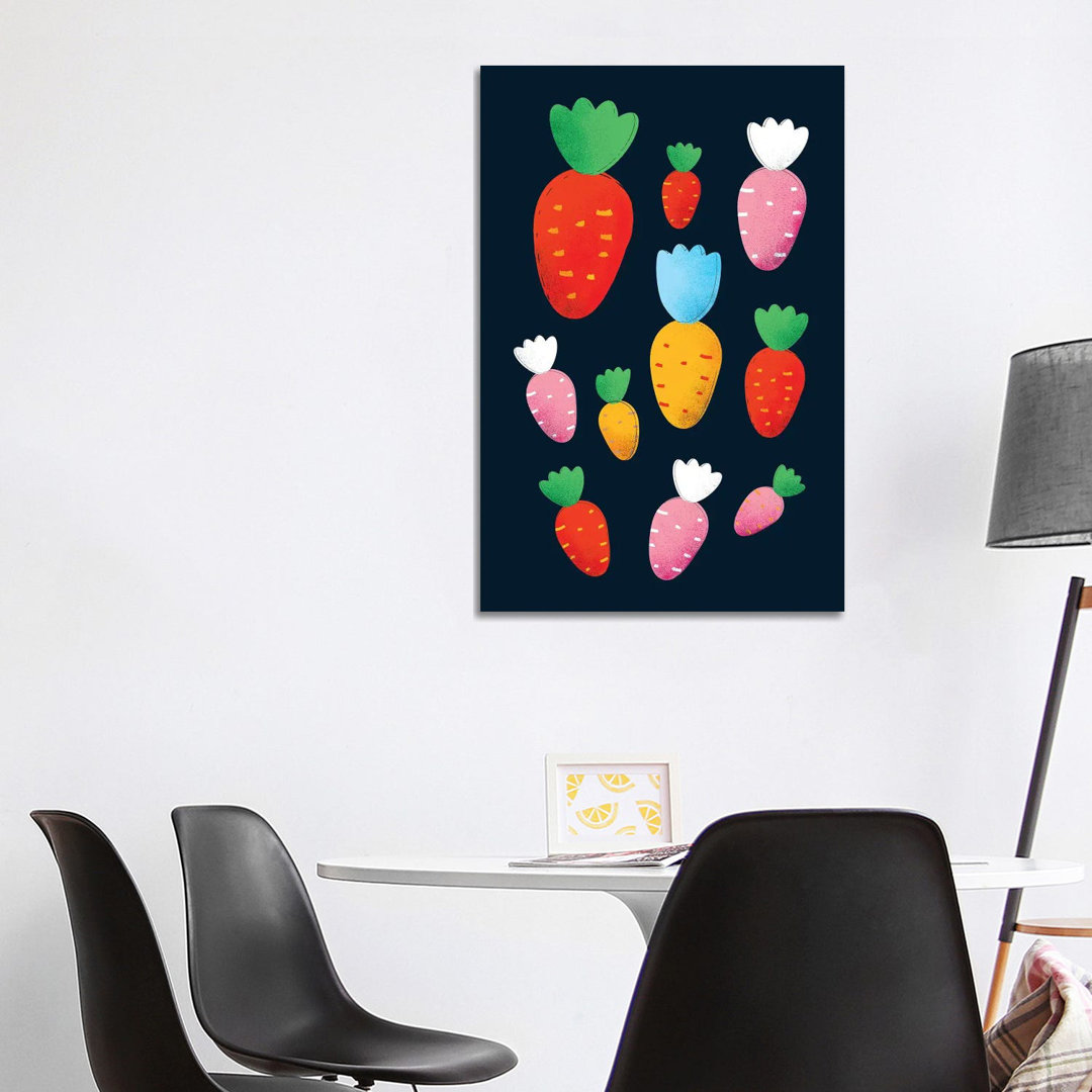 Colorful Carrots von Show Me Mars - Galerie-verpackte Leinwand Giclée