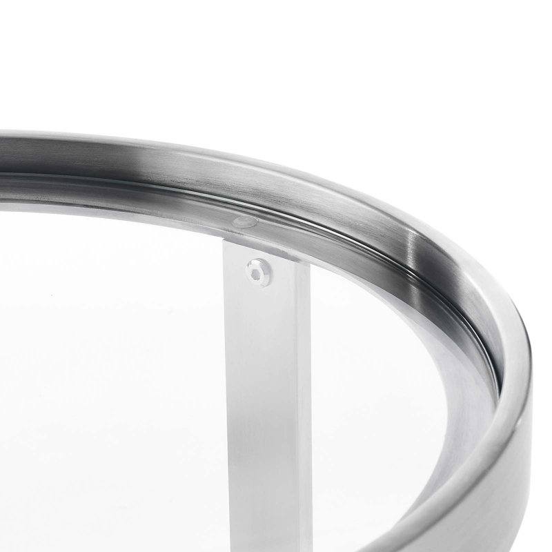 Silver Round Metal and Glass Accent Side Table