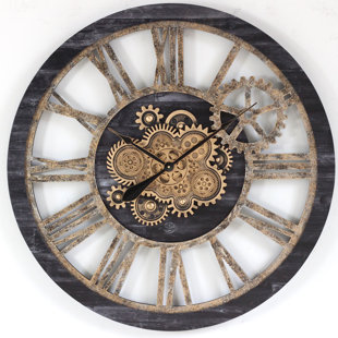Wall Clock 36'' Oversized for Living Room with Real Moving Gears  