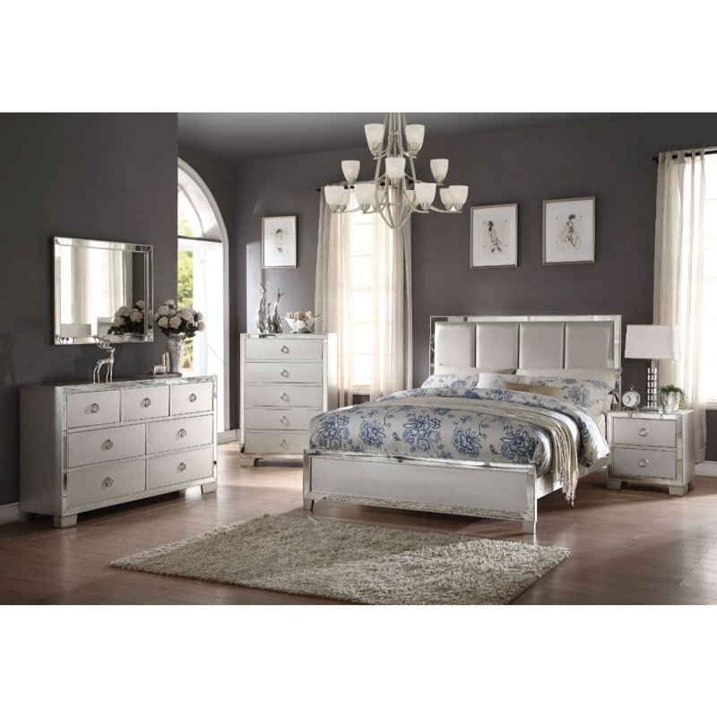 Lit simple tapissier Barretti, Platinum, Grand
