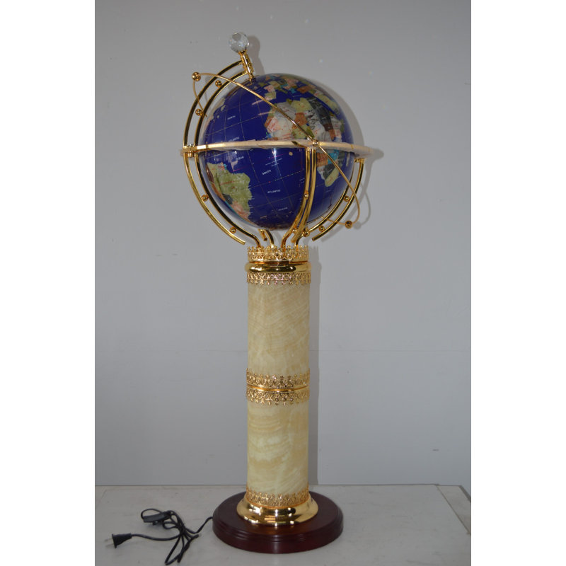Geyer Illuminated Sky Blue - World Globe Rotated by a Motor - Size: 19"L x 19"W x 42"H, Blue