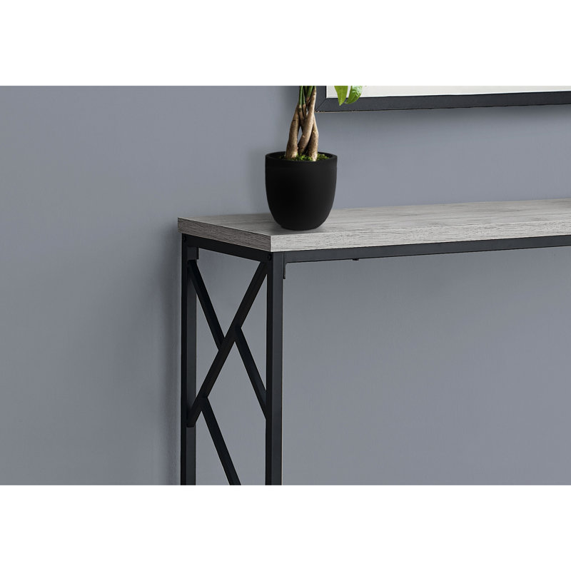 Table de chambre à coucher moderne en métal noir avec plateau en stratifié gris
