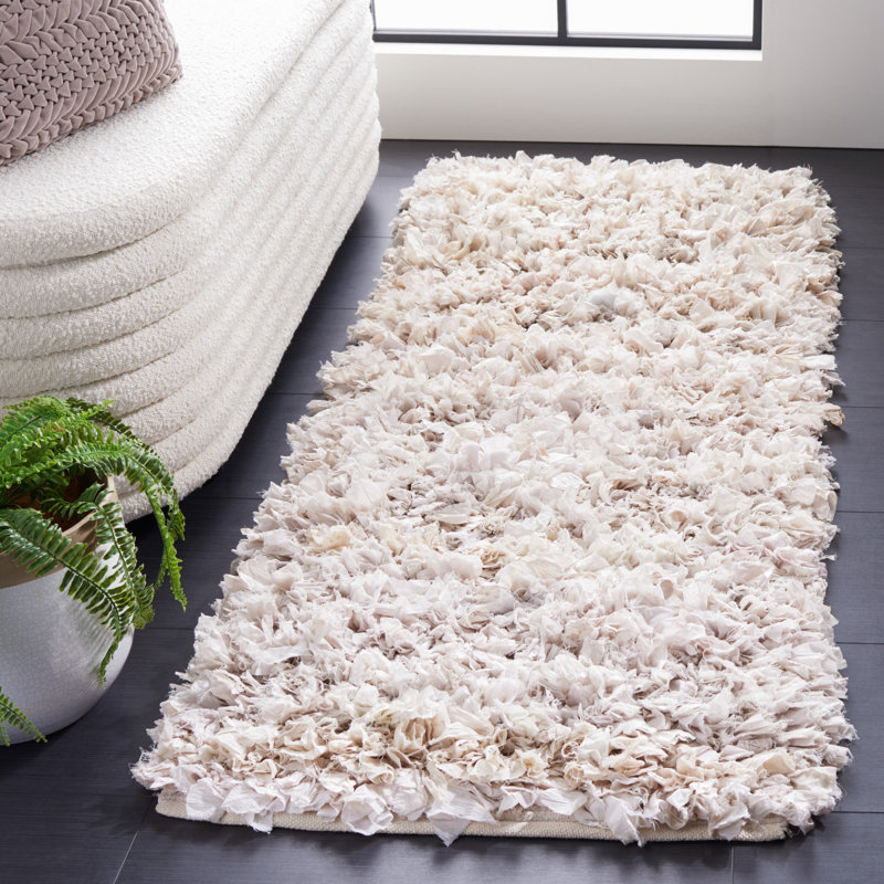 Tapis crème tissé à la main Adalbern, Tapis de couloir 2 pi 3 po x 6 pi