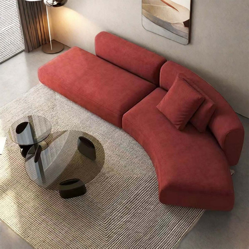 Rust red simple sofa coffee table combination