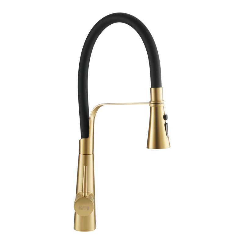 Happy Larry Ashburton Pull Down Kitchen Faucet, Matte Black/Gold