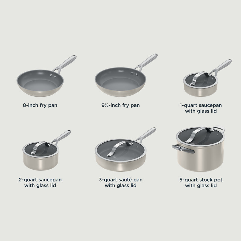 Ninja Stone Ceramic 10-Piece Cookware Set with Stainless Steel Handles