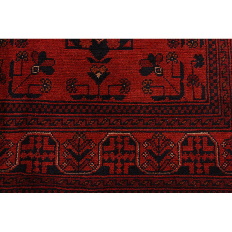 Tapis oriental rouge / noir en laine noué à la main 4 pi 3 po x 6 pi 2 po Cremeans