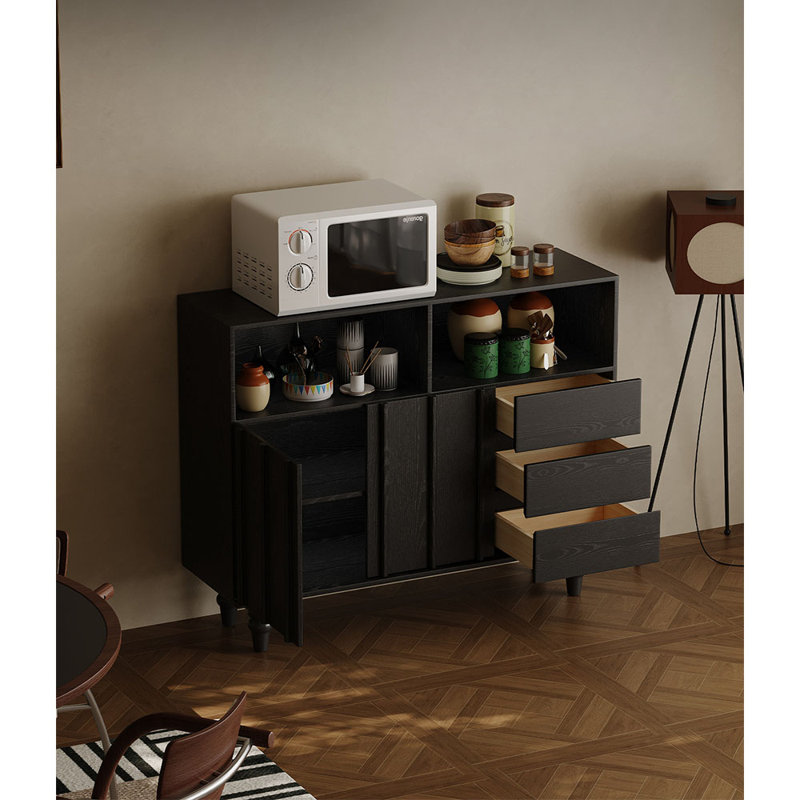 Buffet nordique de style rétro, H 37,4 po x l 47,2 po x P 15,7 po