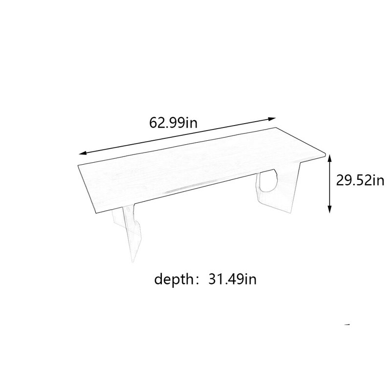 Modern simple solid wood rectangular dining table, 29.52"H x 62.99"L x 31.49"W