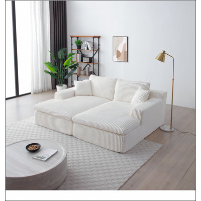 Oversized Sectional Double Lounge Chaise with Cloud Plush Sofa Bed, No Assembly Required, Fluffy Modern Sleeper Loveseat Chair for Indoor Living Room Bedroom Reading