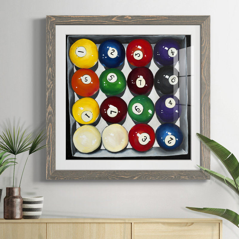 Retro Billiards - Reproduction d'art sur papier encadrée, H 27,5 po x l 27,5 po x P 1,5 po, Encadré gris