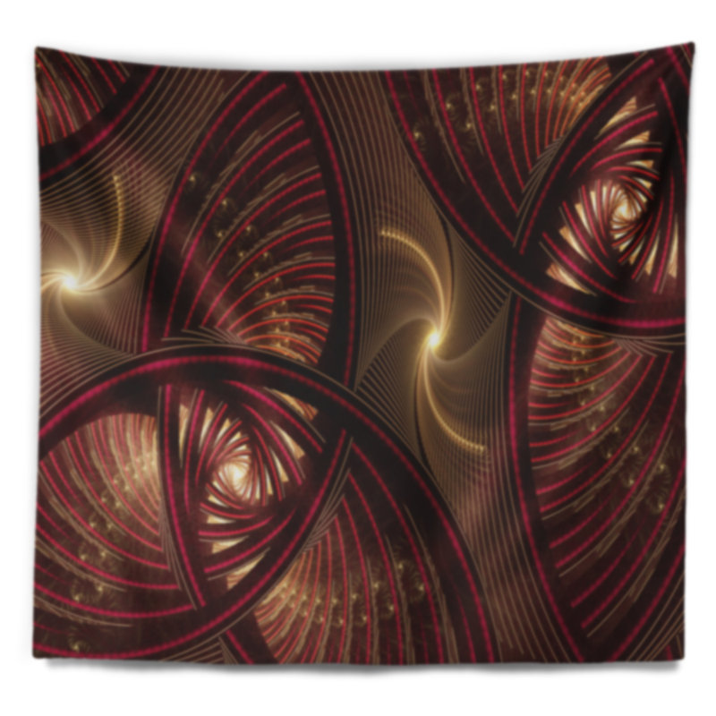 Tapisserie de motif fractal de couleur brune floral, H 50 po x l 60 po
