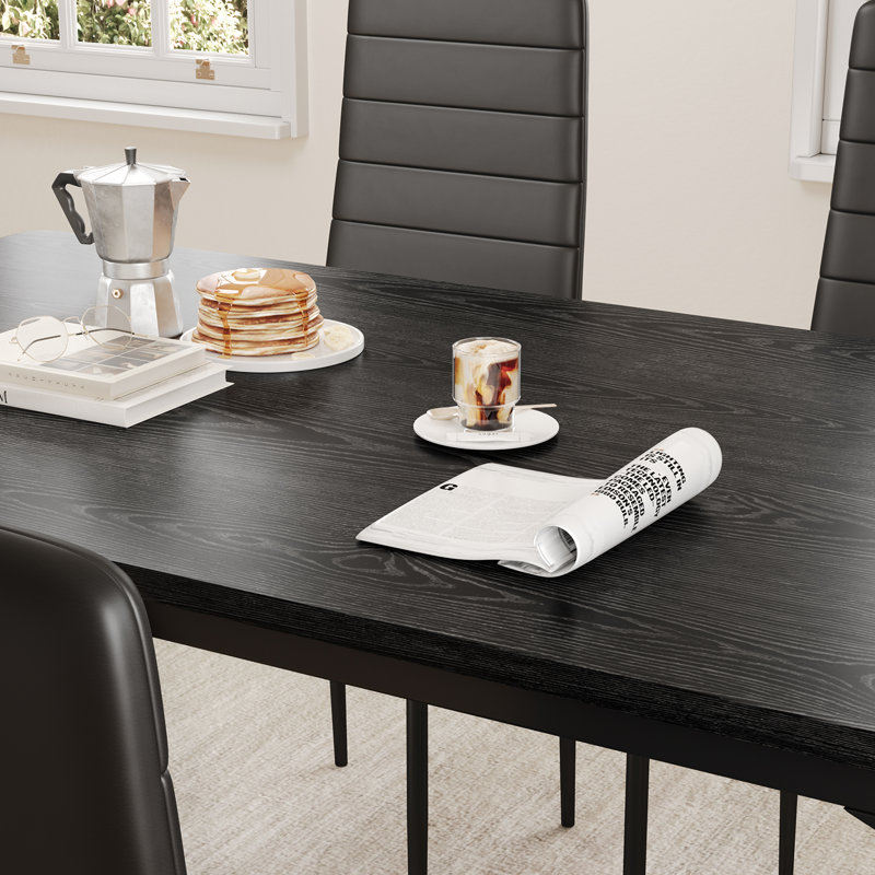 Otisco Tempered Glass Space-Saving 5-Piece Dining Set, Black