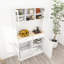 Armoire de rangement blanche pour poubelle de cuisine de 67,7 po de hauteur avec 3 tablettes réglables, 2 tiroirs et une poubelle inclinable de style moderne pour la garde-robe de patio. 1 - Blanc. Cuisine design, salle à manger, salon.