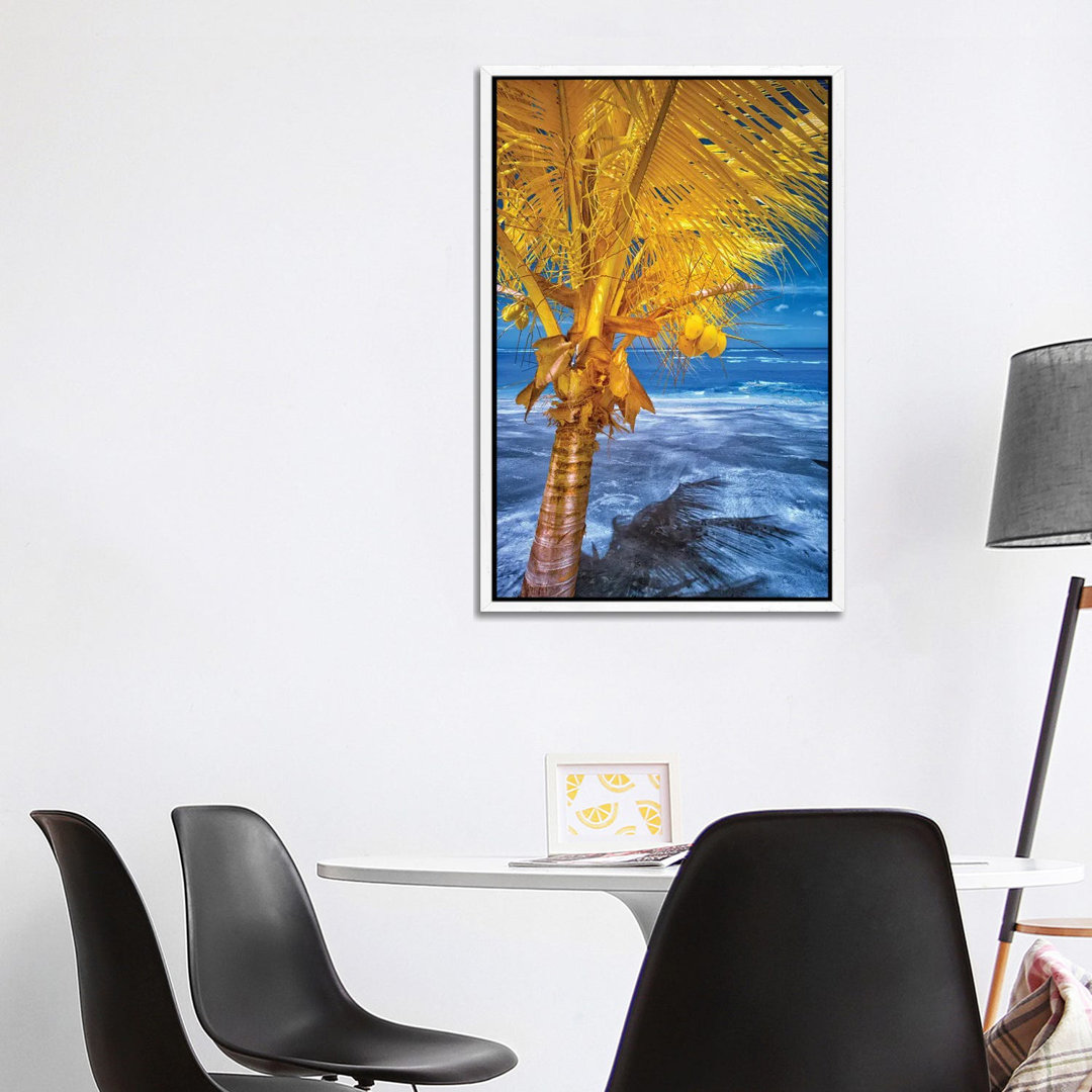 The Lizard On Tropical Palm Tree #1 by Glauco Meneghelli - Floater Frame Print on Canvas
