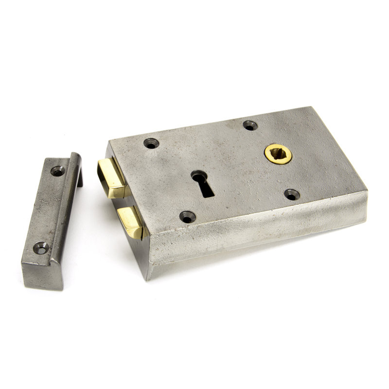 Rim Lock Iron, 8.6cm H x 15cm W x 3.1cm D