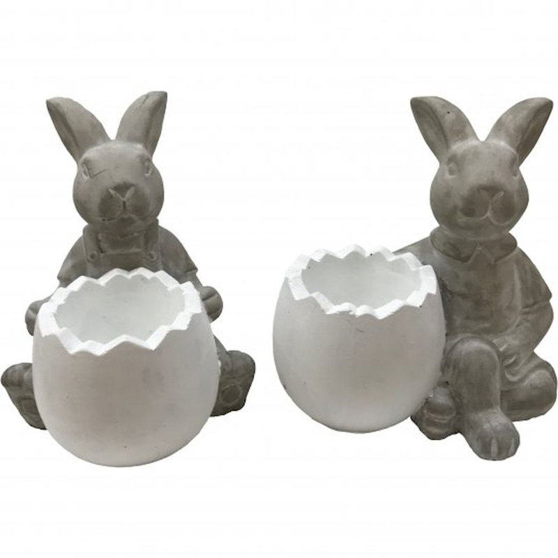 Ensemble de pots à fleurs en béton 2 pièces statue pâques lapin Eisenbarth