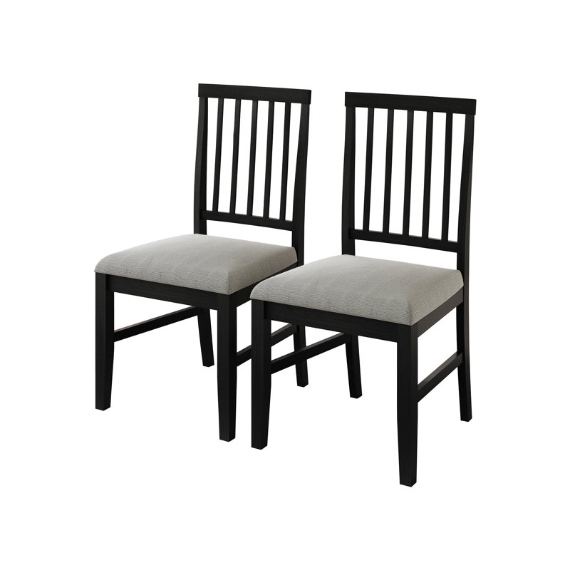 Wooden Dining Chair With Warm Grey Cover, Black