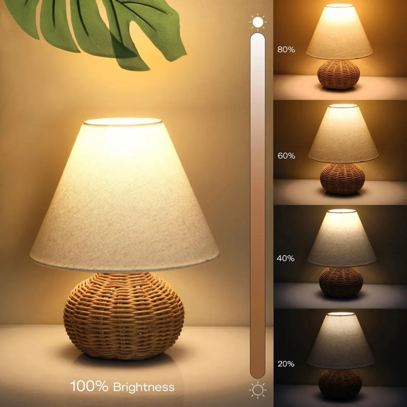 Lampe de table en rotin 