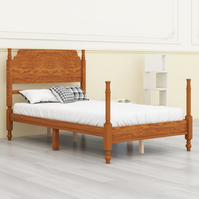 Cadre de lit plateforme Timeless Spindle, Double, Noyer clair