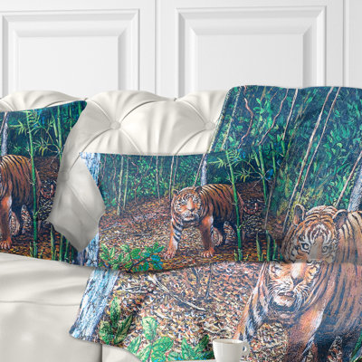 Wandering Tiger in Forest - Animal Printed Pillow