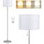 Floor Lamp For Bedroom, 3 Colour Temperature LED Floor Lamp With Pull Chain Switch, Modern Standing Lamps For Living Room, Office, Kids Room, Reading(Bulb Included, White Shade)-405904883-405904882