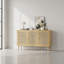 Petit buffet moderne avec 3 portes en rotin, console de rangement de cuisine naturelle pour l'entrée ou le salon