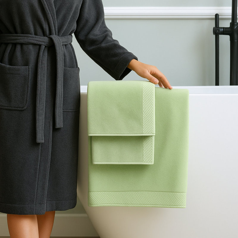 BedVoyage Towel Set 3pc - Viscose from Bamboo + Cotton - 600 GSM - Absorbent & Odor Resistant, Sage