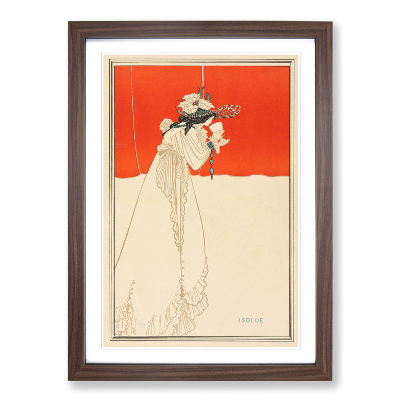 Isolde by Aubrey Beardsley - Framed Print, 36cm H x 27cm W x 2cm D, Walnut