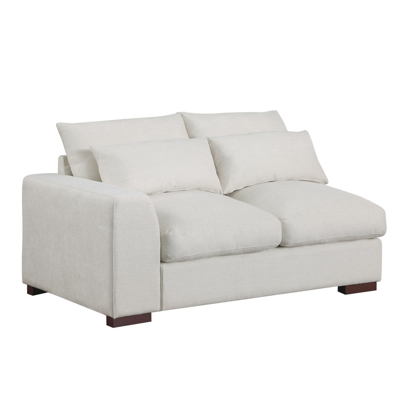 Canapé modulaire beige avec repose-pieds - stable et modulaire en lin 2 durable
