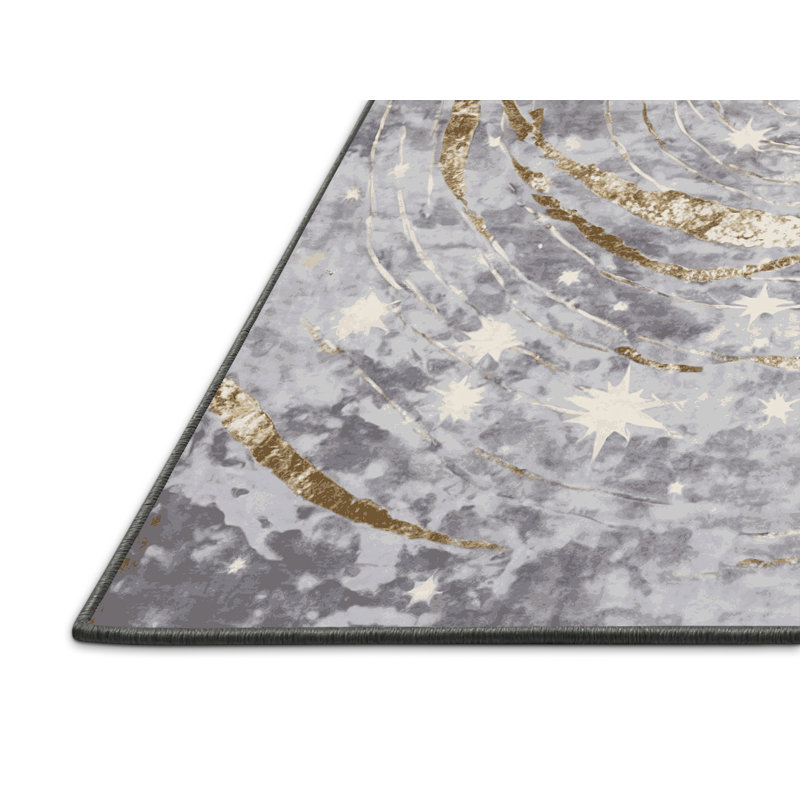Tapis gris soyeux et moelleux, Rectangle 7 pi x 9 pi