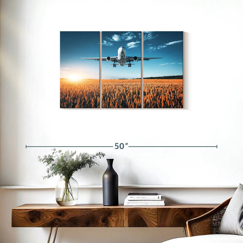 Mehar Airplane Over Field, 20" H x 33" W