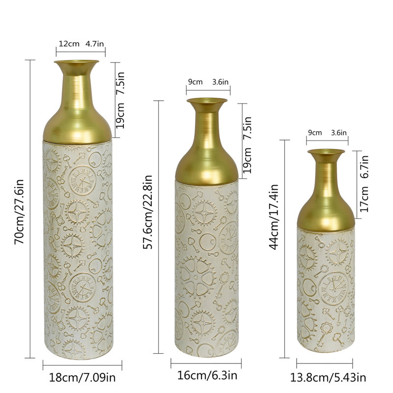 Ensemble de 3 vases décoratifs en métal