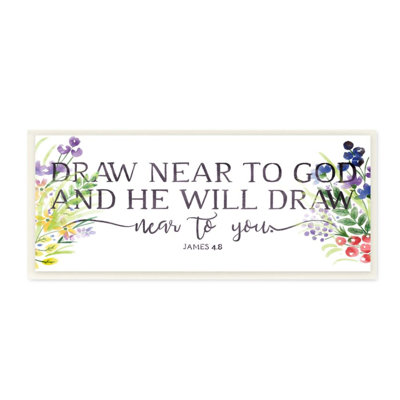" He Will Draw Near Quote Spiritual Spring Florals " by Onrei