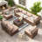 Dinyu Wicker 8 - Person Modular Patio Conversation Sets with Cushions-1444861070
