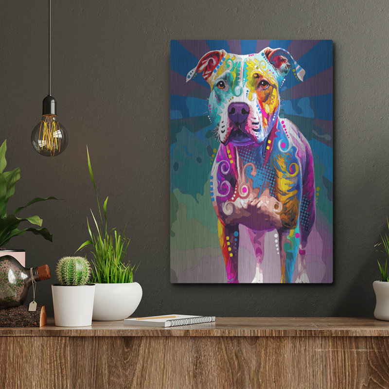 «The Carefree Staffie» par Dean Russo, H 16 po x l 12 po