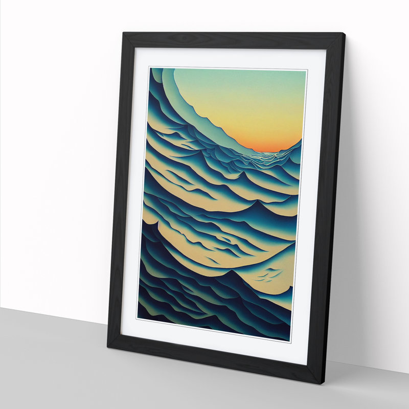 FRM-V0523-1624X Ocean Seascape Abstract Vol.1 - Picture Frame Print, Black, 64cm H x 46cm W x 2cm D