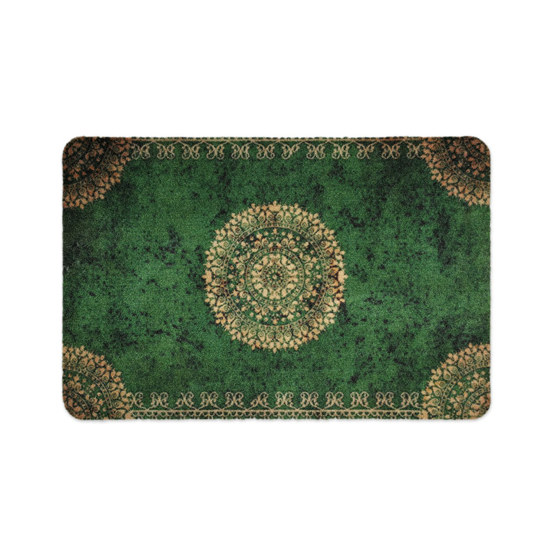 Breccan Non-Slip Indoor Doormat, Green, Rectangular 75cm x 120 cm