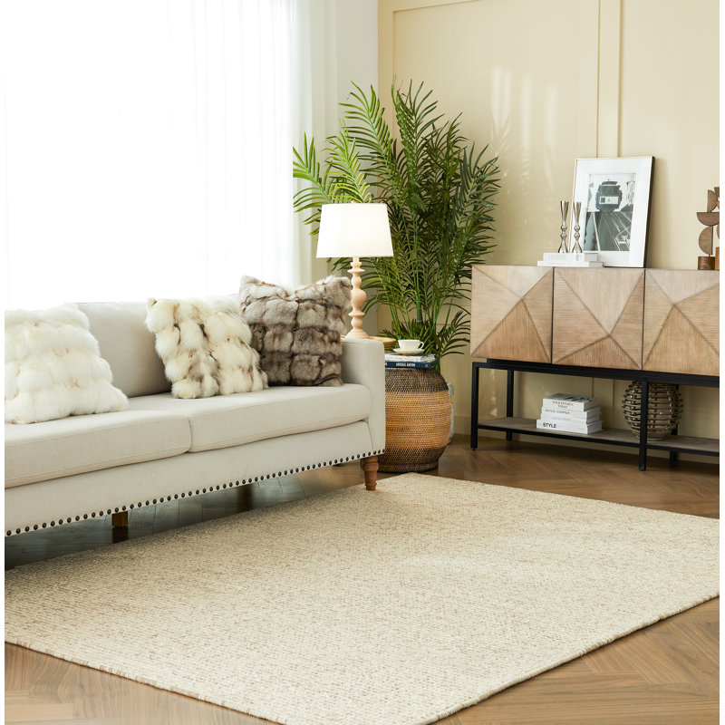 Tapis durable durable et résistant aux taches Tapis en laine pure importée de couleur unie, Rectangulaire 2 pi x 3 pi
