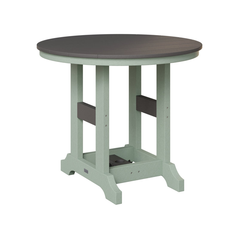 Garden Classic Outdoor Round Dining Table, Seafoam, Smoke Gray