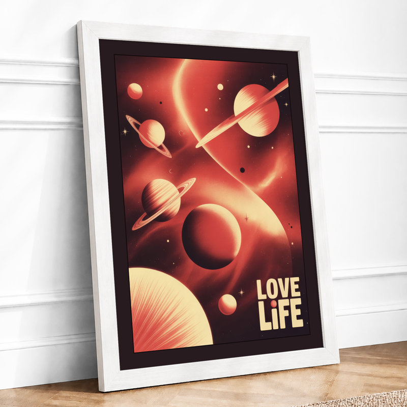 Love Life Cosmic Modern - Framed Print, A3 - 42.0 x 29.7 cm, White