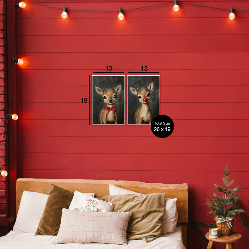 Ensemble de 2 plaques murales Baby Reindeer, H 19 po x l 13 po