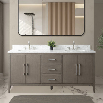 72'' Double Bathroom Vanity with Engineered Marble Top